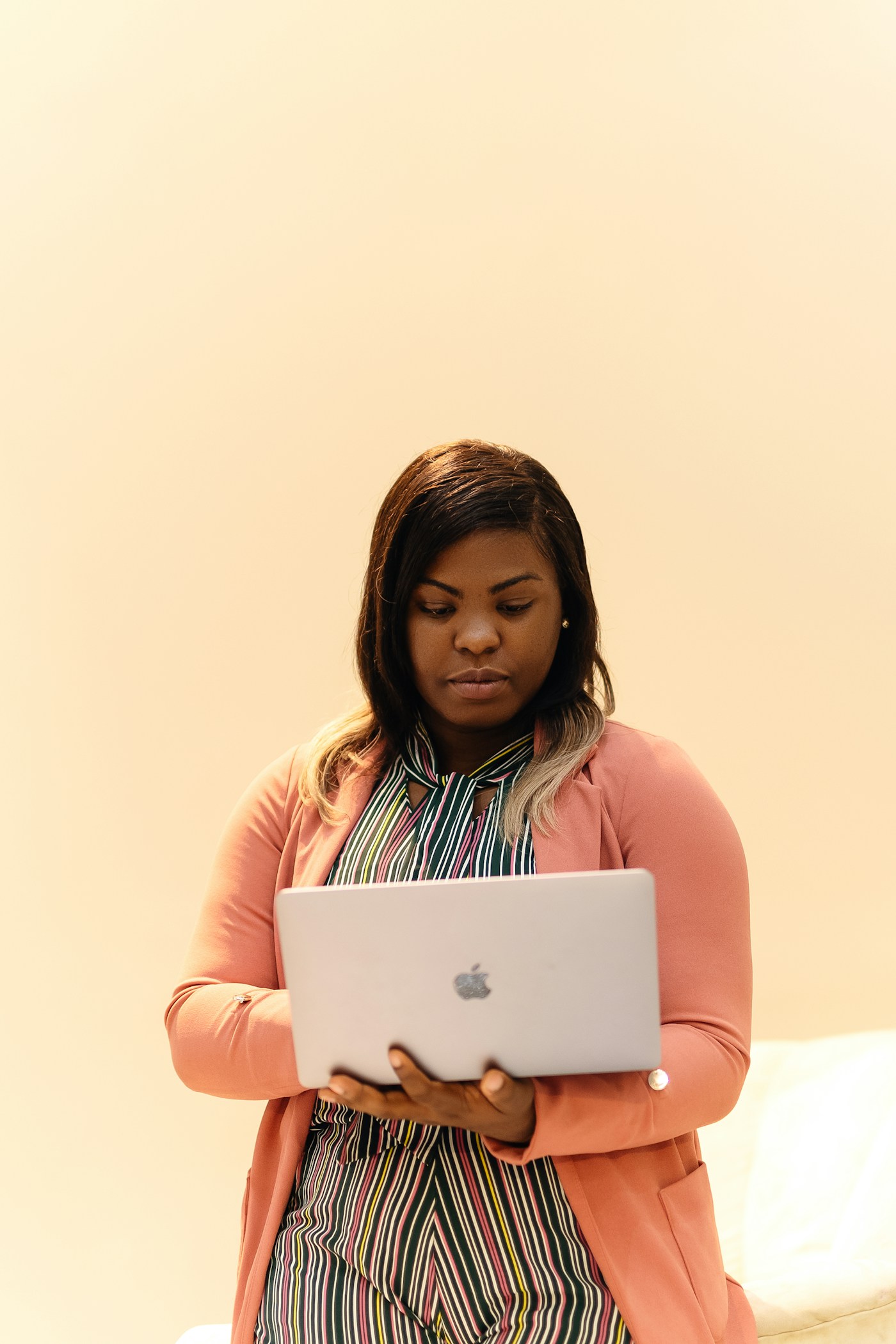 A woman working on her laptop in Lagos